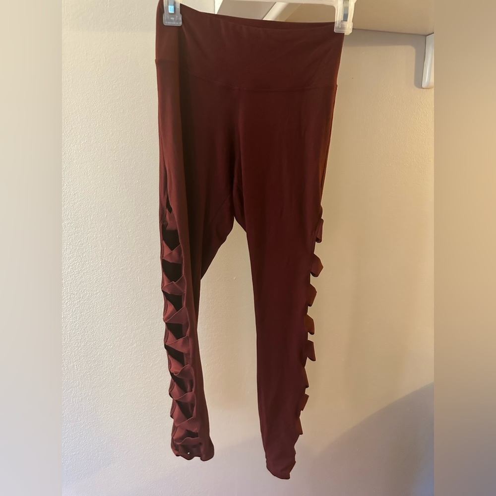 Express Maroon Cutout Leggings